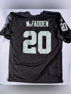 NFL Raiders Darren McFadden Black Jersey #20, Size 52 Vintage Stitched